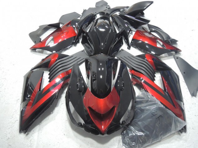 Black Red 2006-2011 Kawasaki ZX14R ZZR1400 Motorcycle Fairings