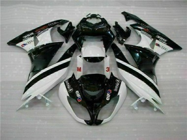 Black White 3M Touch4 2009-2012 Kawasaki ZX6R Motorcycle Fairings