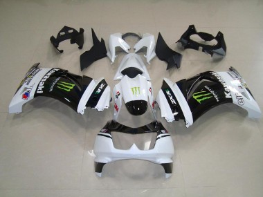 Black White Monster 2008-2012 Kawasaki ZX250R Motorcycle Fairings