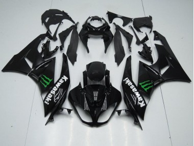 Black with Monster 2009-2012 Kawasaki ZX6R Motorcycle Fairings