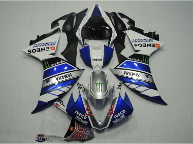 Blue White IVECO 2012-2014 Yamaha YZF R1 Motorcycle Fairings