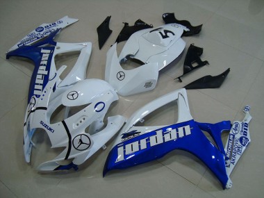 Blue White Jordan 2006-2007 Suzuki GSXR 750 Motorcycle Fairings