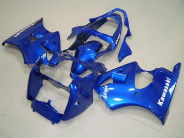 Blue with White Decals 2000-2002 Kawasaki ZX6R Motorcycle Fairings