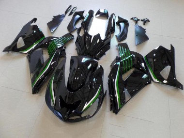 Glossy Black with Green Line 2006-2011 Kawasaki ZX14R ZZR1400 Motorcycle Fairings