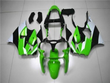 Green White Black 2000-2002 Kawasaki ZX6R Motorcycle Fairings