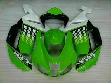 Green White Ninja 2007-2008 Kawasaki ZX6R Motorcycle Fairings