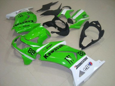 Green and White 2008-2012 Kawasaki ZX250R Motorcycle Fairings