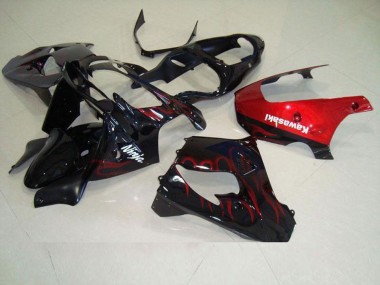 Red Flame 2000-2001 Kawasaki ZX9R Motorcycle Fairings