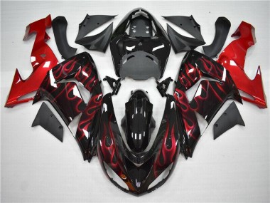 Red Flame 2006-2007 Kawasaki ZX10R Motorcycle Fairings