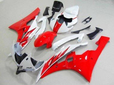 Red White 2006-2007 Yamaha YZF R6 Motorcycle Fairing Kits & Plastic