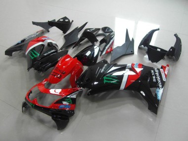 Red and Black Monster 2008-2012 Kawasaki ZX250R Motorcycle Fairings