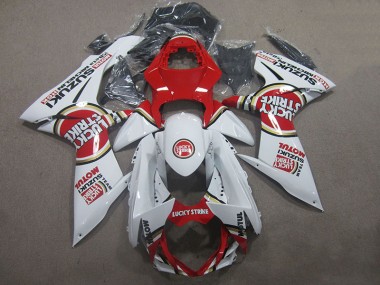 White Lucky Strike Red Motul 2011-2021 Suzuki GSXR 600 Motorcycle Fairings