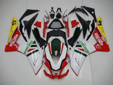 White Red Alitalia 2009-2015 Aprilia RSV4 Motorcycle Fairings