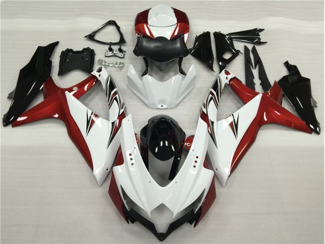 White Red Black 2008-2010 Suzuki GSXR 600/750 Motorcycle Fairings