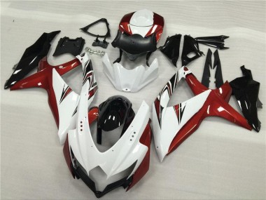 White Red Black 2008-2010 Suzuki GSXR 600/750 Motorcycle Fairings