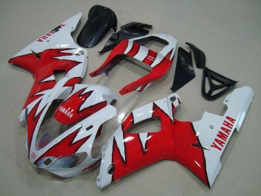 White Red Flame 2000-2001 Yamaha YZF R1 Motorcycle Fairings