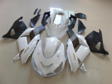 White and Matte Black 2006-2011 Kawasaki ZX14R ZZR1400 Motorcycle Fairings