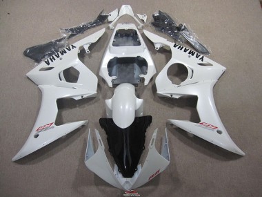 White with Black Decal 2003-2005 Yamaha YZF R6 Motorcycle Fairings