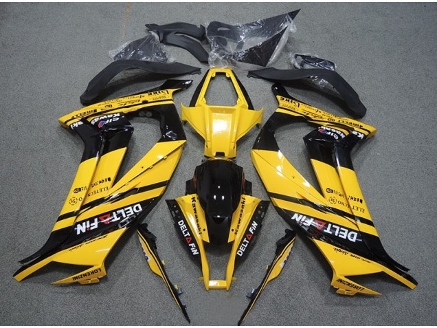 Yellow Black Delt Fin 2011-2015 Kawasaki ZX10R Motorcycle Fairings